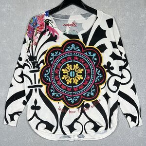 Desigual Jumper Pullover Shirt Women’s Medium Maya Blanc Floral 61J21G2